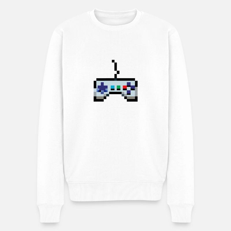 Pixelart Gamecontroller Gaming - Männer Premium Bio Pullover - Weiß