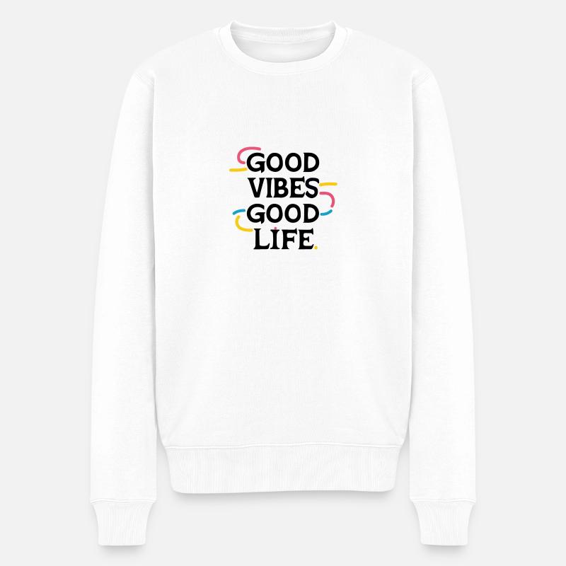 Gutes Leben - Männer Premium Bio Pullover - Weiß