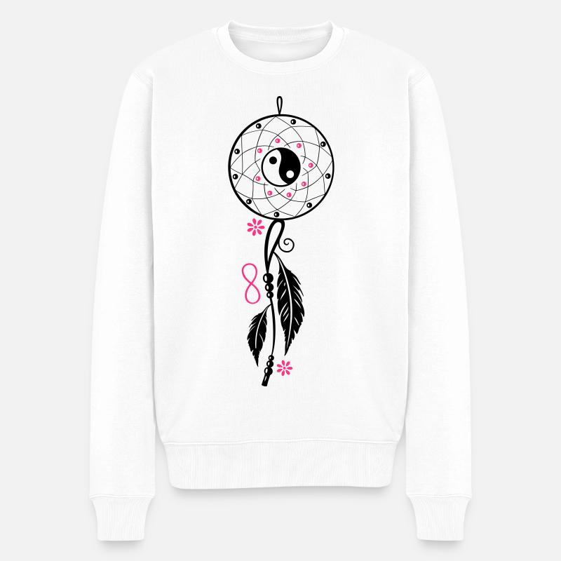 Dreamcatcher aux plumes, aux flûtes - Pull Premium bio Homme - blanc