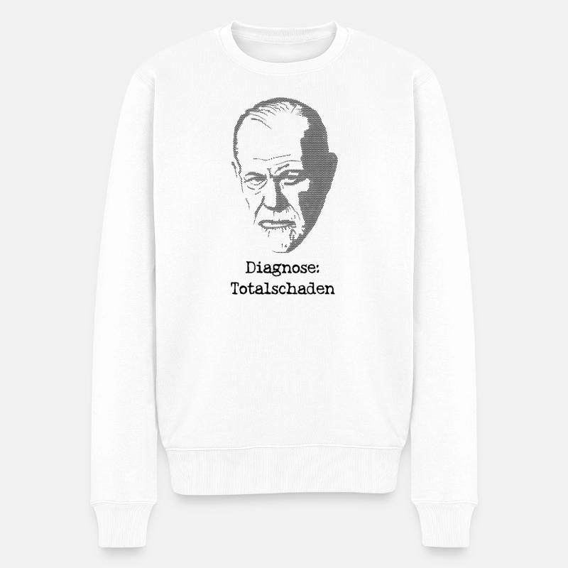 Freud Diagnose Totalschaden - Männer Premium Bio Pullover - Weiß