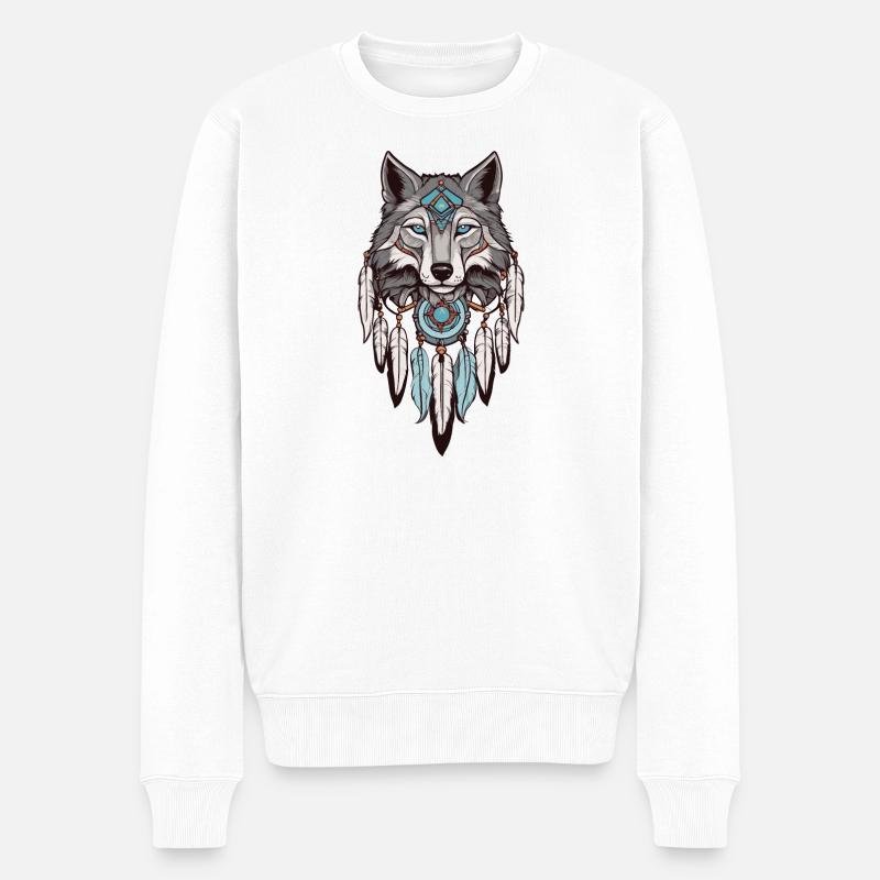 Loup Attrape-rêves - Pull Premium bio Homme - blanc