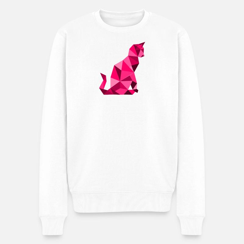 chat_lowpoly_Magenta - Pull Premium bio Homme - blanc