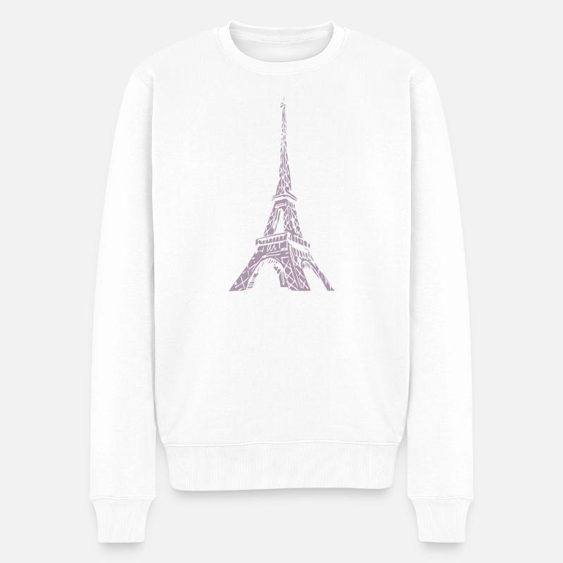 Tour Eiffel Silhouette Paris Look Grunge - Pull Premium bio Homme - blanc