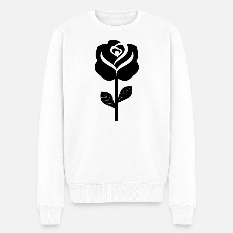 Schwarze Rose - Männer Premium Bio Pullover - Weiß