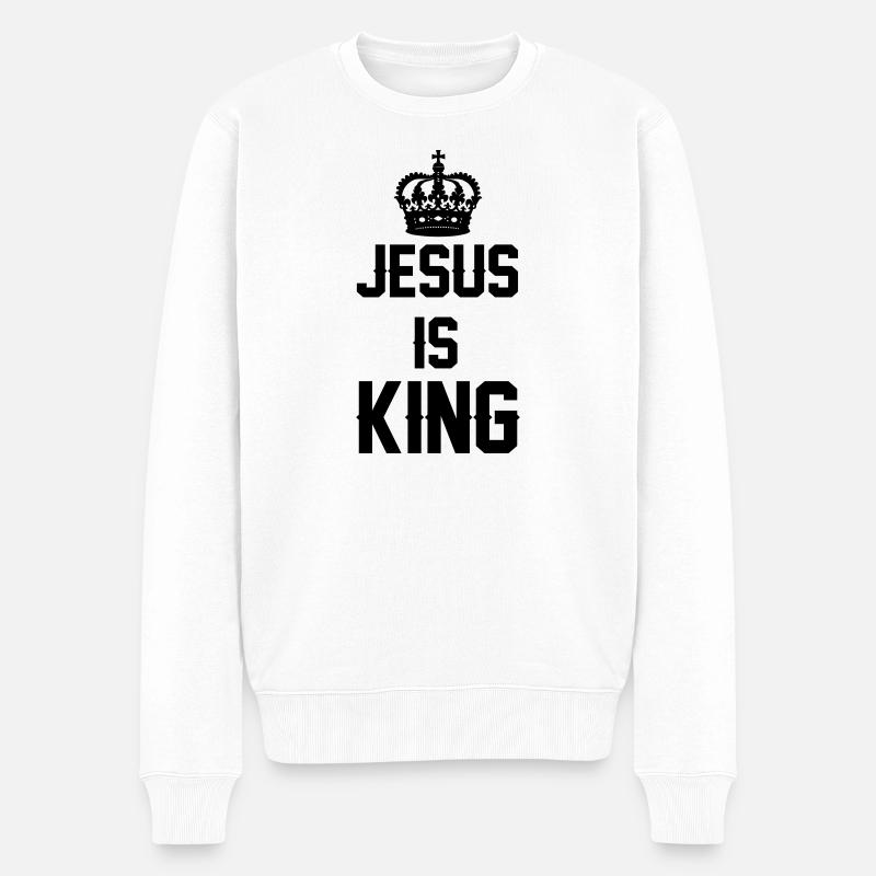 Jesus is King - Männer Premium Bio Pullover - Weiß