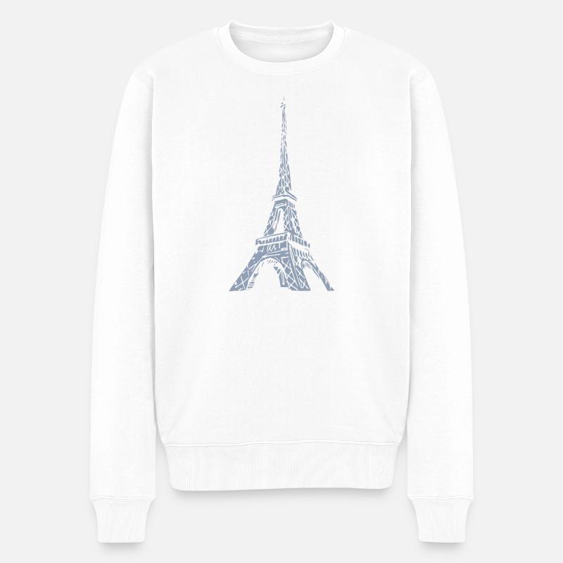 Tour Eiffel Silhouette Paris Look Grunge - Pull Premium bio Homme - blanc