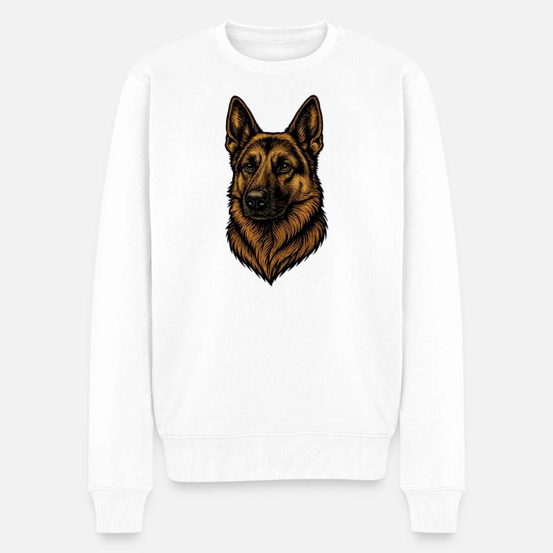 Deutscher Schäferhund Porträt - Männer Premium Bio Pullover - Weiß