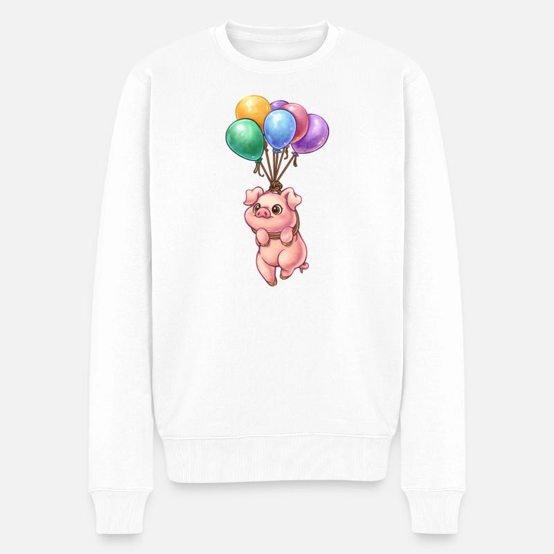 Piggyloon - Männer Premium Bio Pullover - Weiß