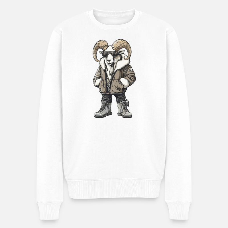 Bergziege Cool Winter - Männer Premium Bio Pullover - Weiß