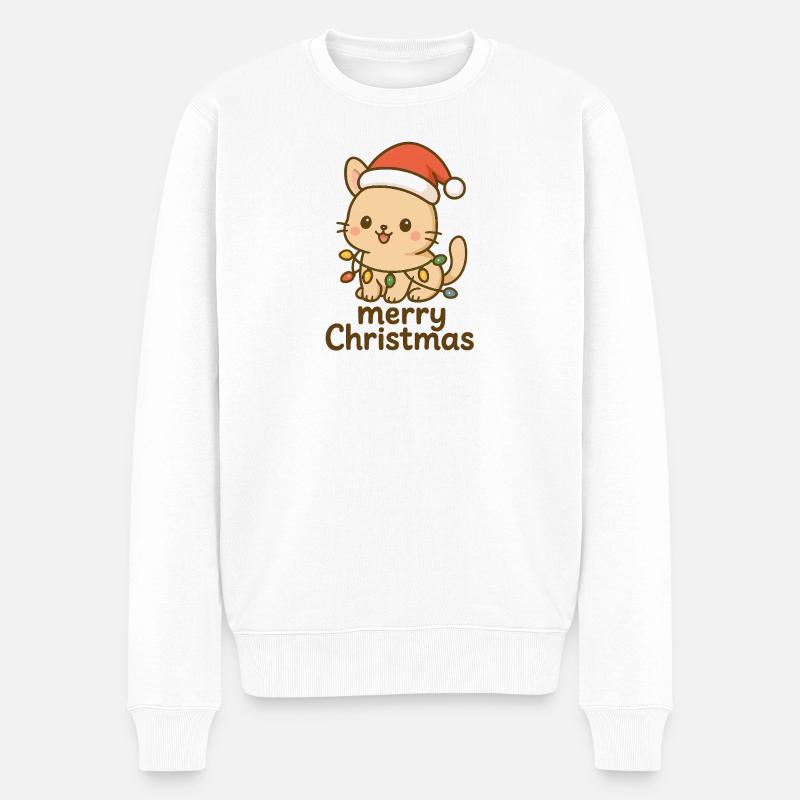 Das Kaninchen feiert Weihnachten - Männer Premium Bio Pullover - Weiß