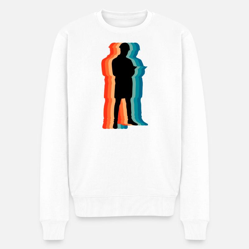 Bauingenieur Retro Silhouette Professionelle Kunst - Männer Premium Bio Pullover - Weiß