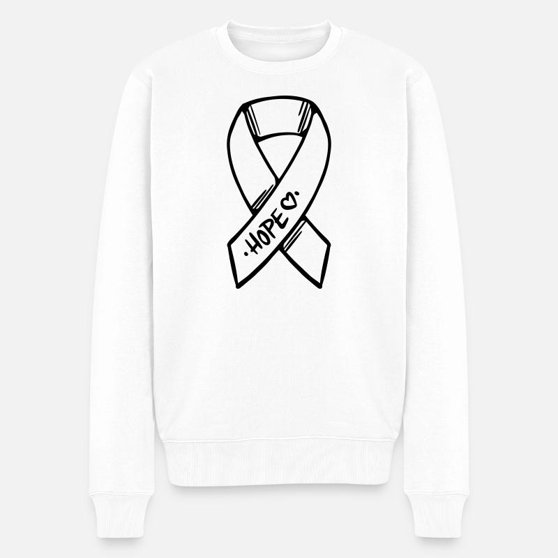 Schleife Hope Cancer - Männer Premium Bio Pullover - Weiß