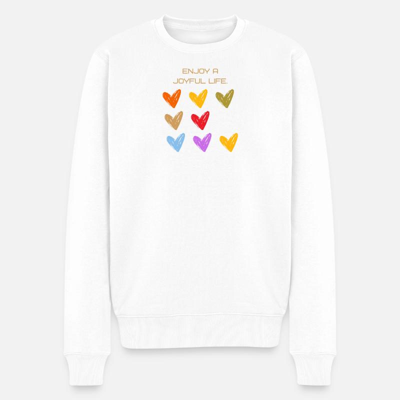 Freudige Herzen Farbwelt - Männer Premium Bio Pullover - Weiß