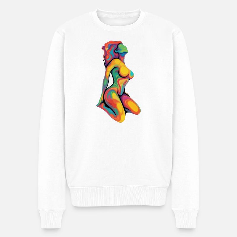 Rainbow Abstract Woman Silhouette - Männer Premium Bio Pullover - Weiß