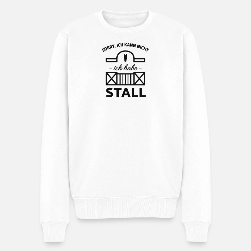 Stallpflicht Spruch: Ich hab Stall - Männer Premium Bio Pullover - Weiß