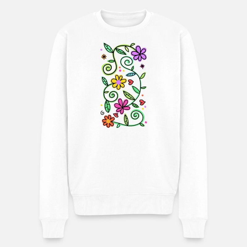 Dekorative Doodle-Gänseblümchen - Männer Premium Bio Pullover - Weiß