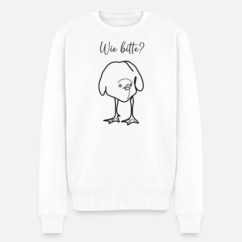 Wie bitte? - Männer Premium Bio Pullover - Weiß