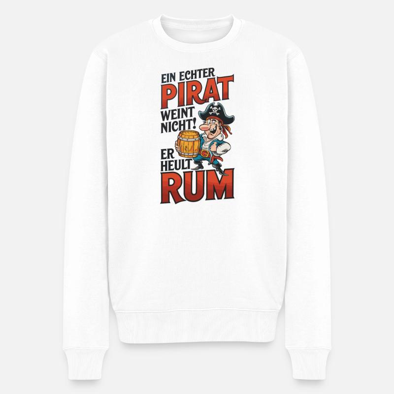 Piratenspruch: Rum statt Weinen - Männer Premium Bio Pullover - Weiß