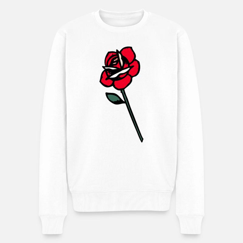 rose fleur design old school - Pull Premium bio Homme - blanc