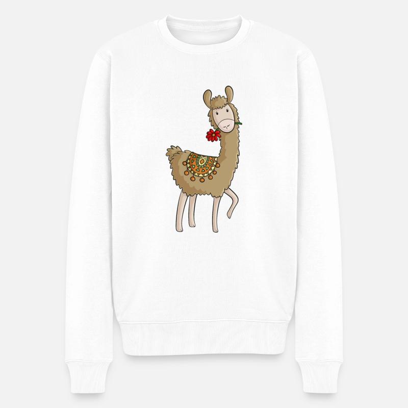 alpaca comique Lama - Pull Premium bio Homme - blanc