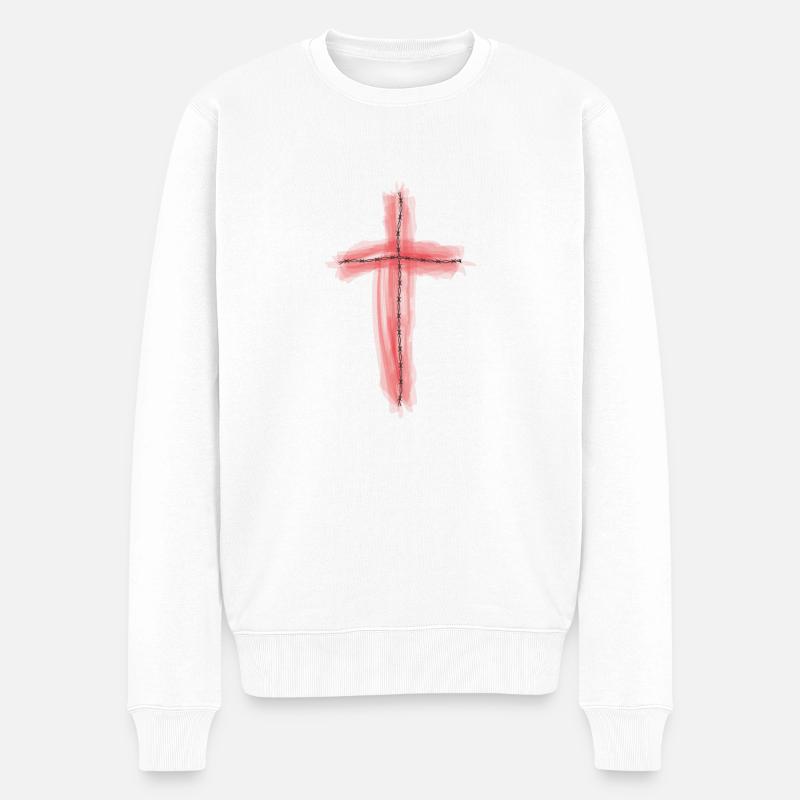 Croix - Sang - Pull Premium bio Homme - blanc
