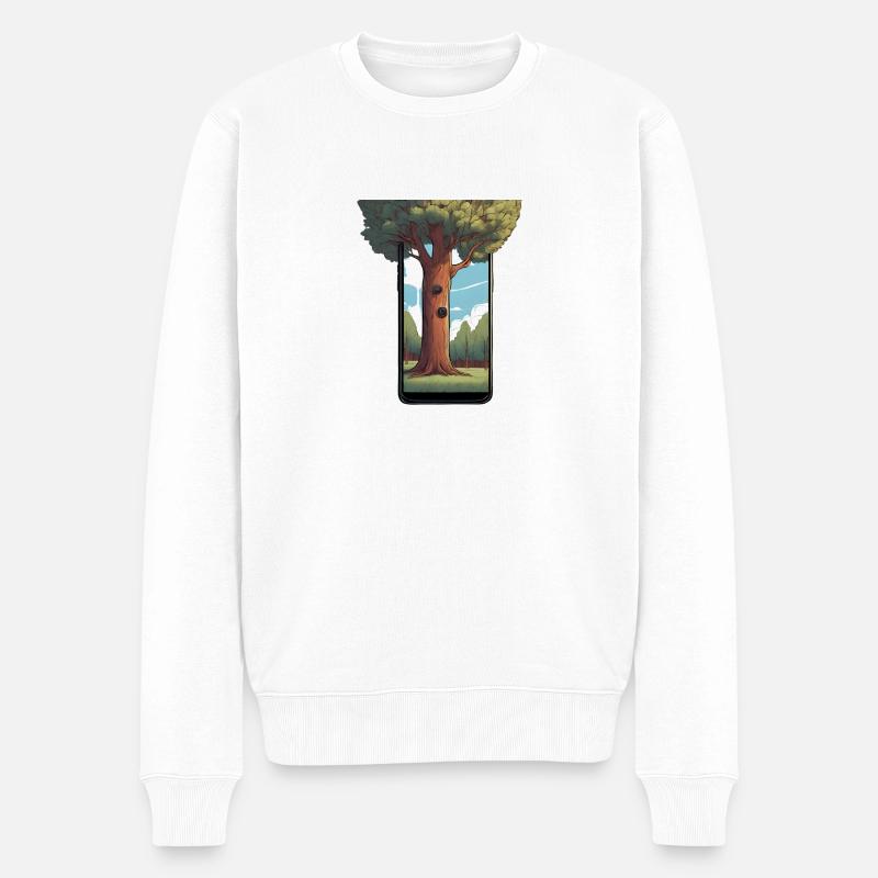 Der Smartphone-Baum - Die Umwelt in deinem Handy! - Männer Premium Bio Pullover - Weiß