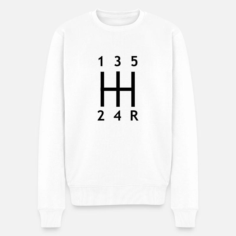 Gangschaltung - Auto - Männer Premium Bio Pullover - Weiß
