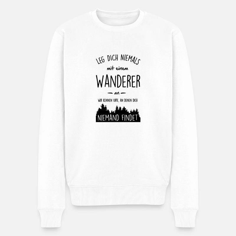 Wandern - Wanderer - Männer Premium Bio Pullover - Weiß