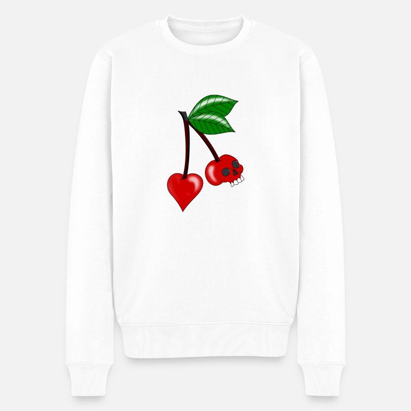 Kirschkernschädel - Männer Premium Bio Pullover - Weiß