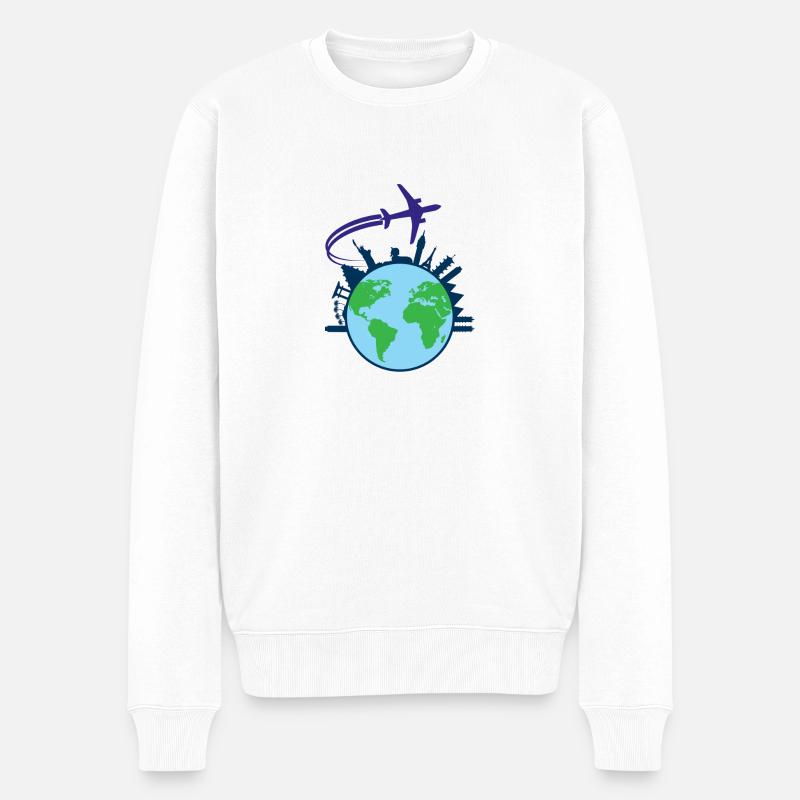 Travel the World - Männer Premium Bio Pullover - Weiß