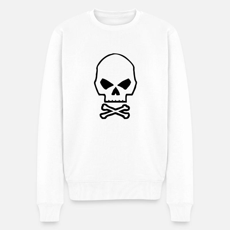 Schädel und Knochen - Männer Premium Bio Pullover - Weiß