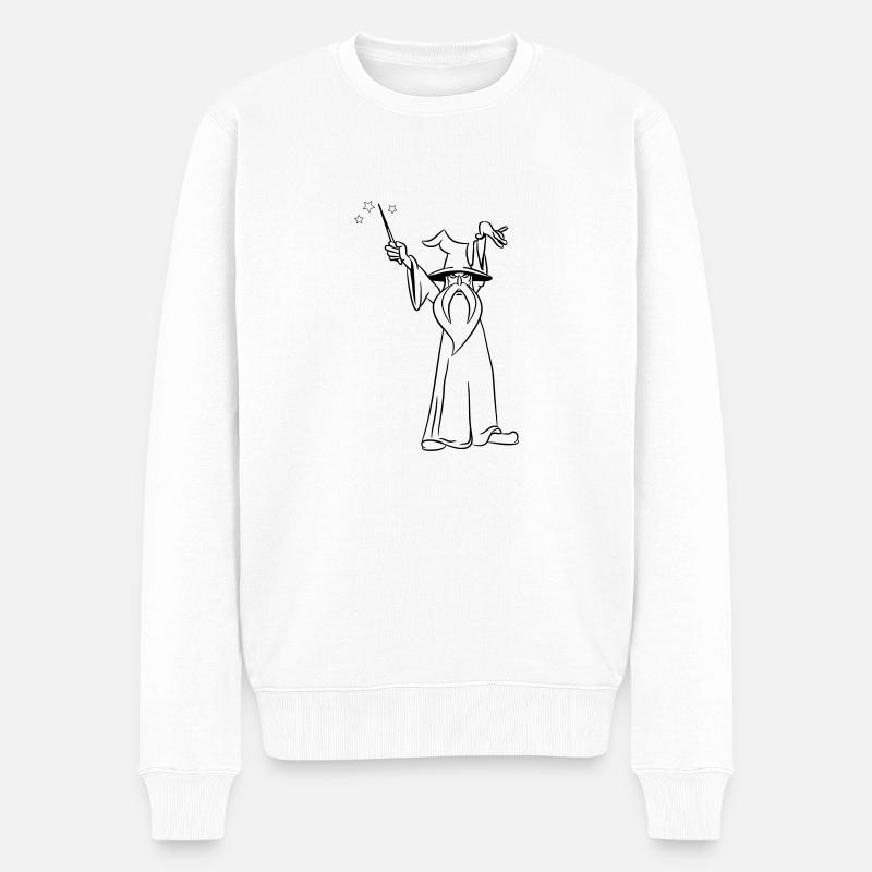 zauberer Zauberstab böse angriff - Männer Premium Bio Pullover - Weiß