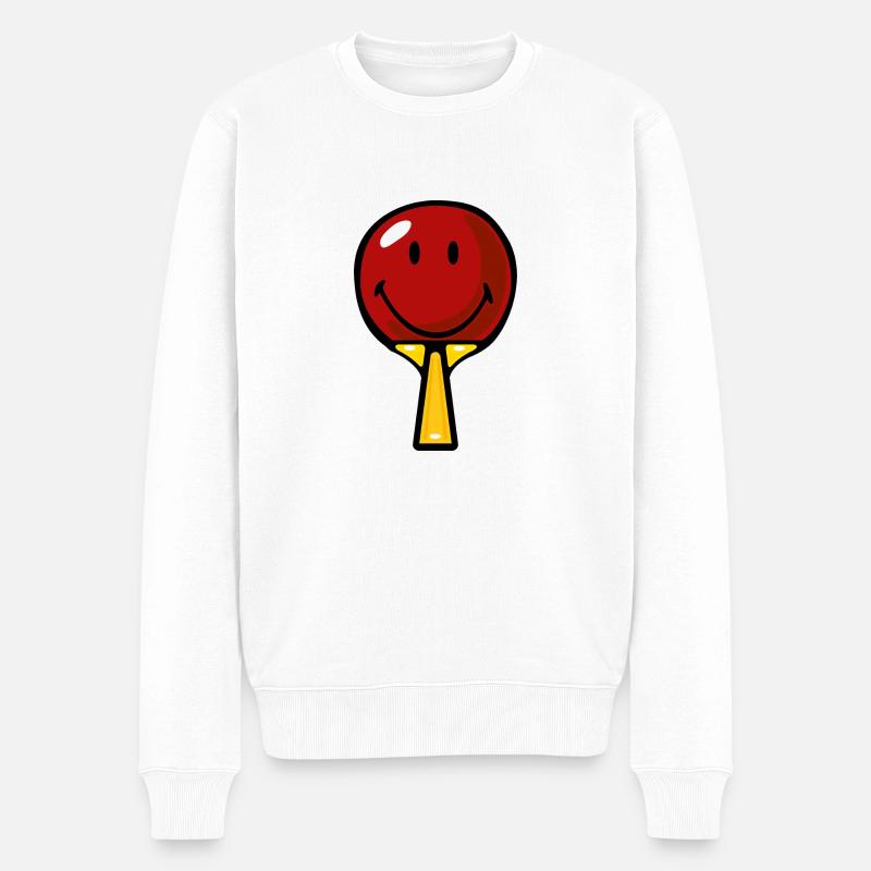 Smiley Table Tennis Racket - Männer Premium Bio Pullover - Weiß