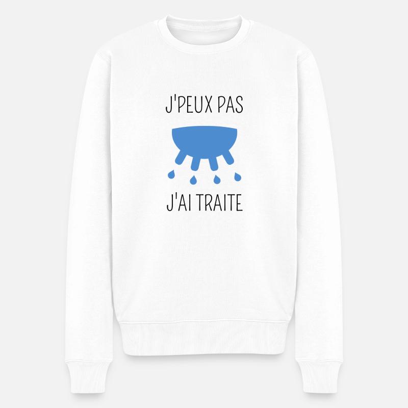 Ich kann nicht mit mir umgehen. - Männer Premium Bio Pullover - Weiß