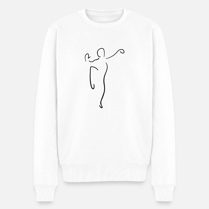 Tai Chi Line Art - Minimalistisch - Männer Premium Bio Pullover - Weiß