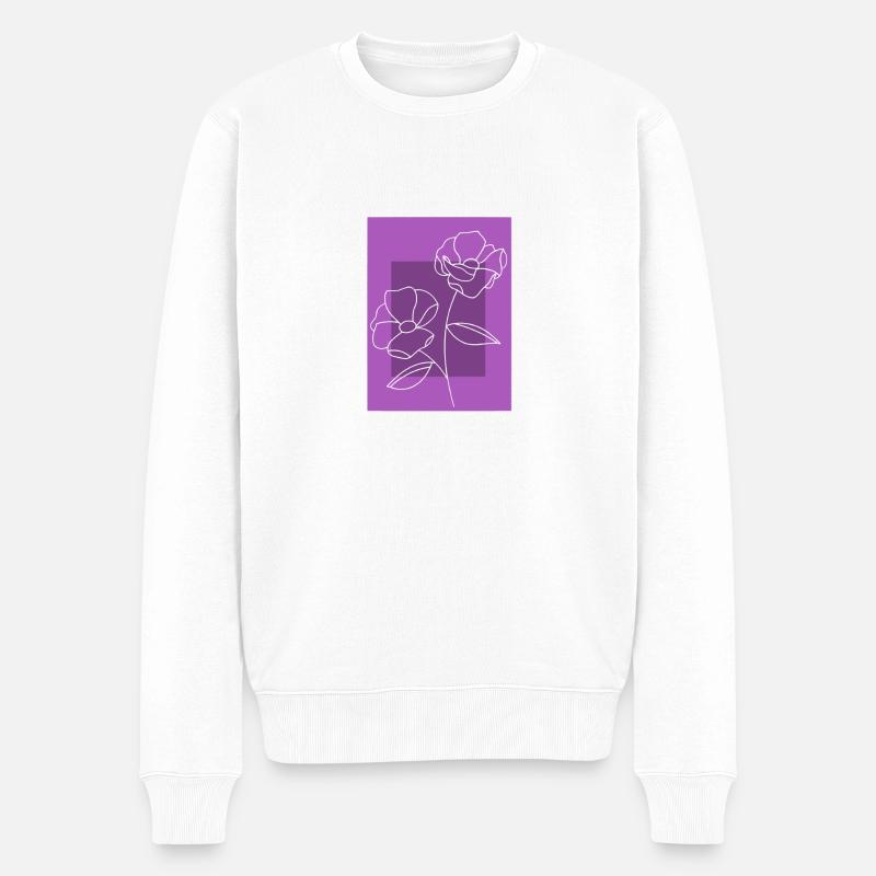 LinienBlumen4 - Männer Premium Bio Pullover - Weiß