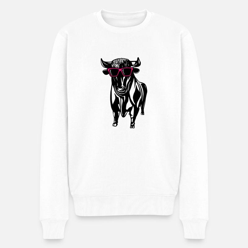 Frankfurter Bulle - Männer Premium Bio Pullover - Weiß