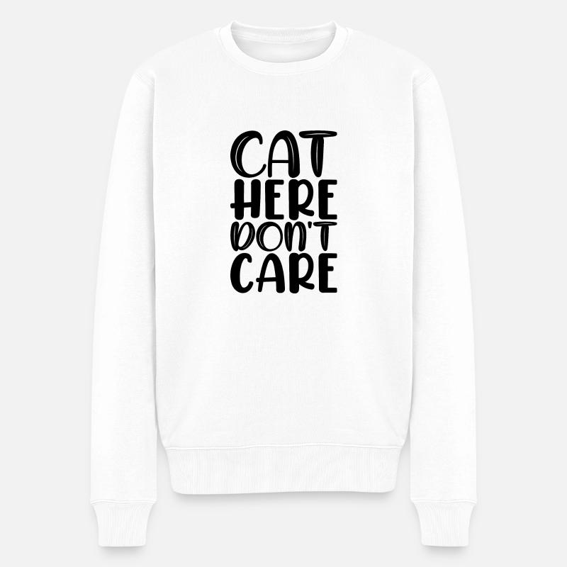 Katze hier egal - Männer Premium Bio Pullover - Weiß