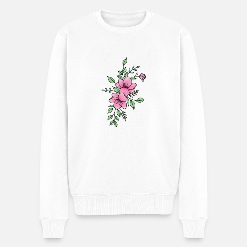 Fleur prunus mume rose - Pull Premium bio Homme - blanc