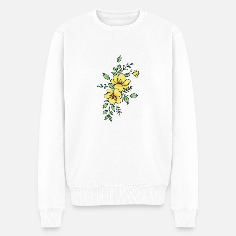 Orange-gelbe Blüte - Männer Premium Bio Pullover - Weiß