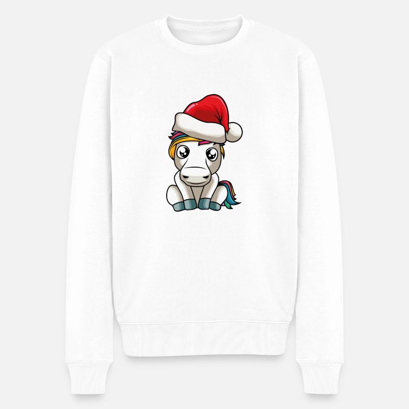 christmas unicorn - Männer Premium Bio Pullover - Weiß