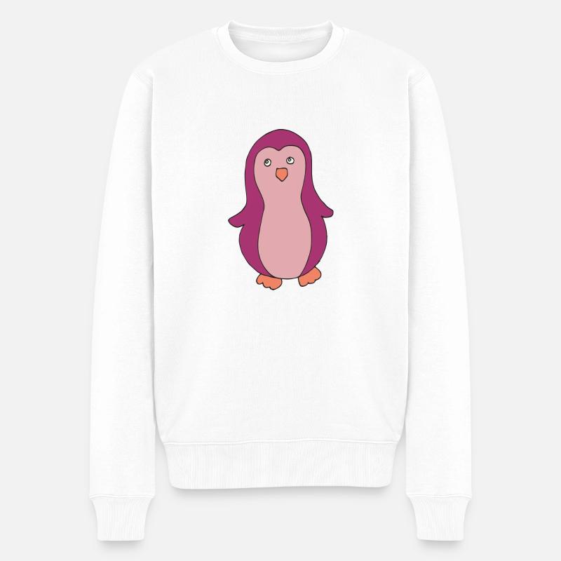 pinguin pink - Männer Premium Bio Pullover - Weiß