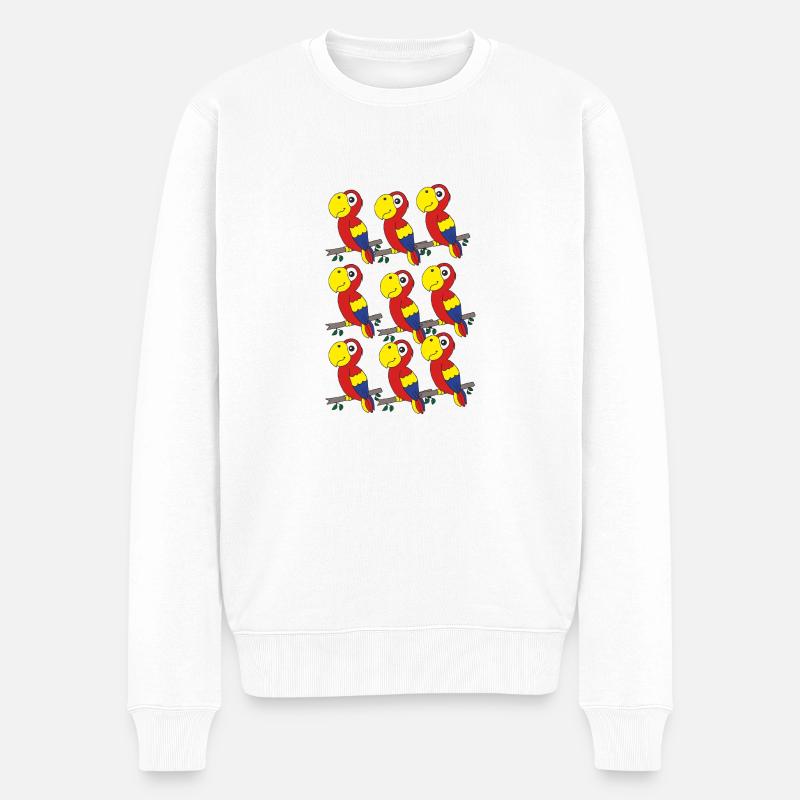 papageien gruppe - Männer Premium Bio Pullover - Weiß