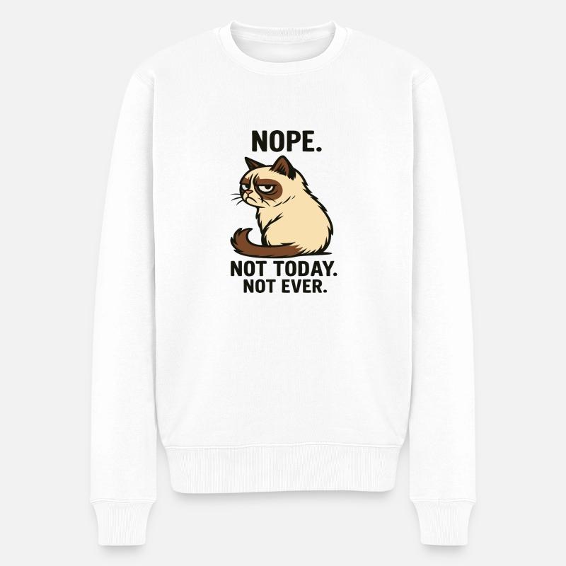 Katze "Not Today" - Männer Premium Bio Pullover - Weiß