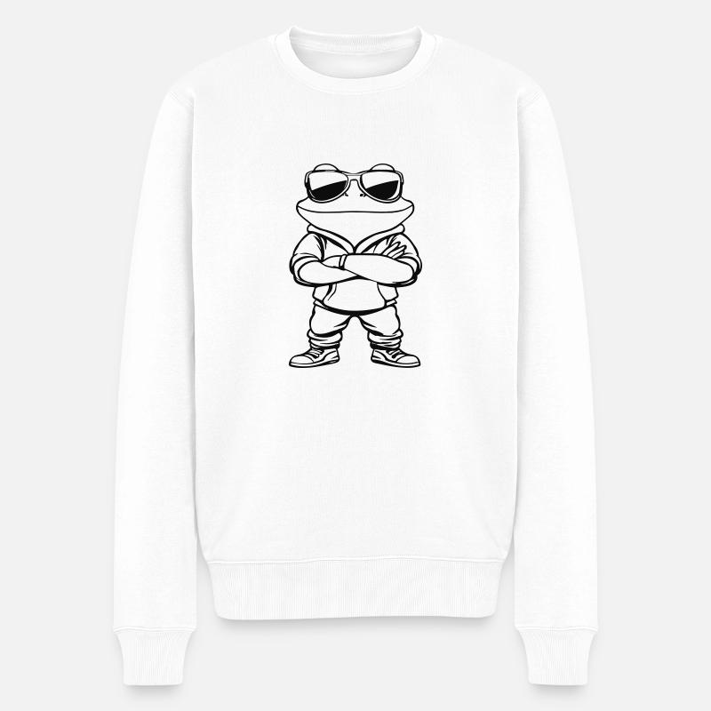 frosch comic sonnenbrille - Männer Premium Bio Pullover - Weiß