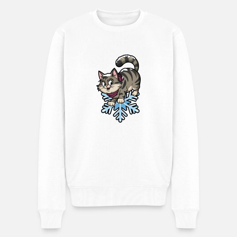 Chat des neiges d’hiver sibérien - Pull Premium bio Homme - blanc