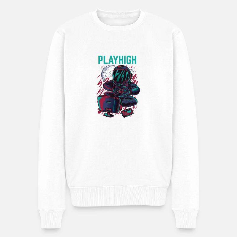 Playhigh Astronaute - Pull Premium bio Homme - blanc