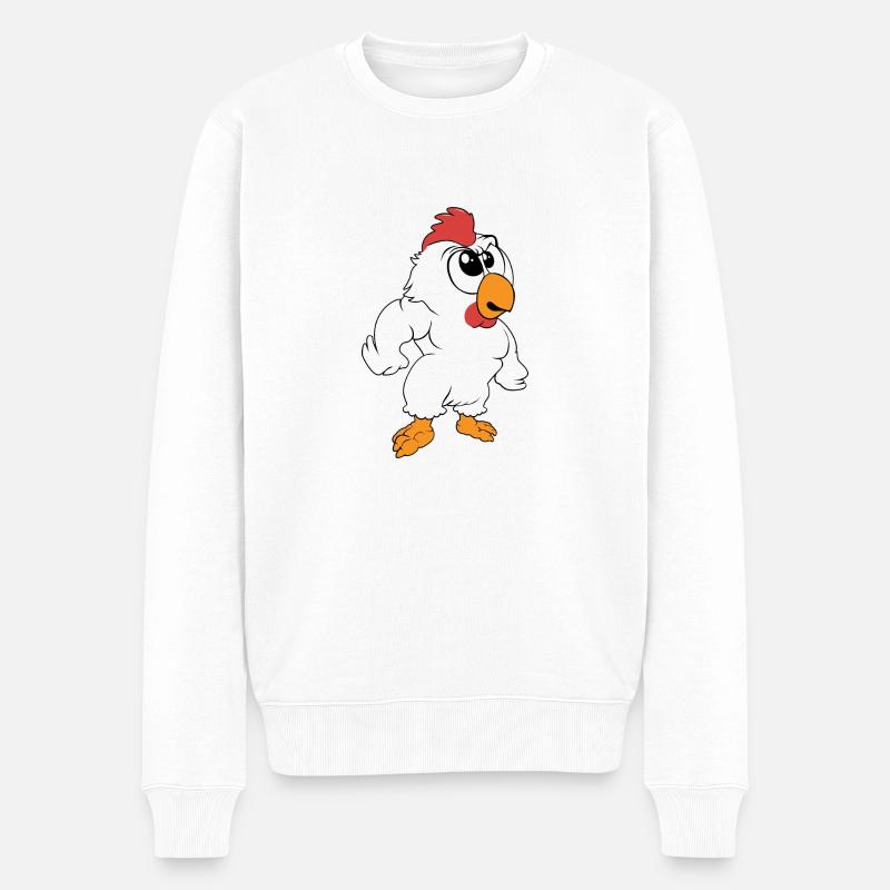 böser Hahn - Männer Premium Bio Pullover - Weiß