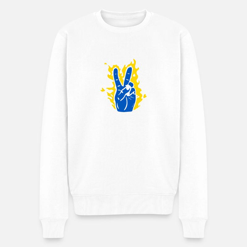 Frieden Ukraine - Männer Premium Bio Pullover - Weiß