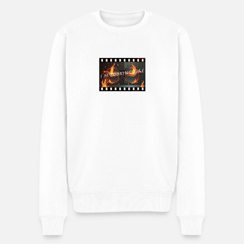 I'm looking fire - Männer Premium Bio Pullover - Weiß